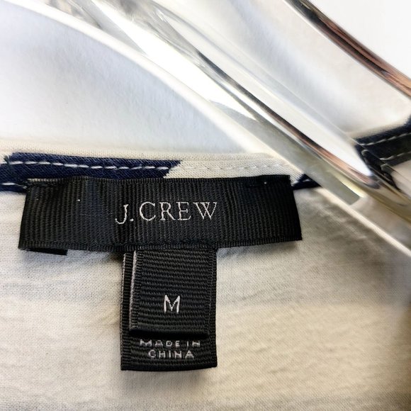 J. CREW Women's Ivory White Navy Striped Peplum Top MEDIUM Asymmetrical Cotton - Picture 4 of 11